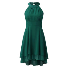 Load image into Gallery viewer, Summer Elegant Women Dresses High Waist Sexy Cropped Layered Solid Halter Dress Ladies Casual Sleeveless Chiffon Party Dress