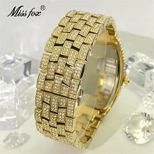 Load image into Gallery viewer, Luxury Gold Watches Men Brand MISSFOX Fashion Hip Hop lce Diamond Sun Pattern Literal Quartz Wristwatch Male Dropshipping Hot