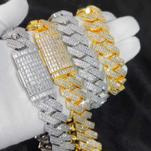 Load image into Gallery viewer, 20mm 2 Rows Rectangle CZ Iced Out Miami Cuban Link Chain Bling 5A Zircon Stone Hip Hop Jewelry Necklace For Men Gift
