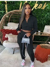 Load image into Gallery viewer, CM.YAYA Fashion Women's Set Long Sleeve Zipper Fly Hoodies and Jogger Cargo Pants 2023 Active Two 2 Piece Sets Outfit Tracksuit