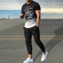 Load image into Gallery viewer, Summer basketball sportswear set short sleeved T-shirt long pants two-piece set men's sportswear 3D printed casual oversized men