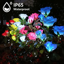Load image into Gallery viewer, Solar Garden Lights Waterproof LED Outdoor Simulation Rose Flower Solar Light Pathway Lights for Yard Garden Backyard Decor 