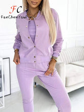 Load image into Gallery viewer, Autumn Winter New Women's Sets Simple Versatile Sleeveless Vest Short Vintage Cardigan Jacket Sports Pants Sexy 3 Piece Sets