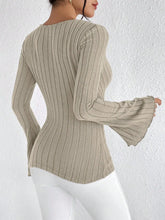 Load image into Gallery viewer, Women's Fall and Winter Long-sleeved Tops, V-neck Sexy Slim Striped Women's Tops, Long-sleeved T-shirt Knitted Bottoming Shirt