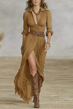 Load image into Gallery viewer, Women's Fall 2026 Sexy Solid Color Irregular Pleated Belted Dress