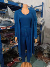 Load image into Gallery viewer, Two Piece Set Women Outfit 2024 Spring Fashion Drawstring Pocket Design U-Neck Sleeveless Skinny Jumpsuit & Long Sleeve Coat Set