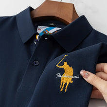 Load image into Gallery viewer, Luxury Embroidery Men's Polo Shirt Summer Thin Breathable 100%Cotton Black Navy Blue Lapel Short-Sleeved Tops Brand Clothing