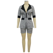 Load image into Gallery viewer, Women Two Piece Sets Outfits Elegant Tweed Slim Shorts Short Coat Tops Lady Clothes Formal Business Office Work Suits