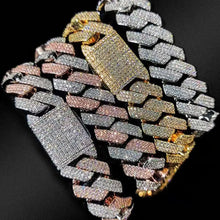 Load image into Gallery viewer, Rose Gold Plated Miami Curb Cuban Chain Bracelets Hip Hop 925 Sterling Silver Moissanite Cuban Link Chain Bracelets for Unisex