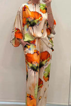 Load image into Gallery viewer, Casual Sets for Women 2 pieces Summer Fashion Printed Satin Two Piece Sets Women Sexy Round Neck Top+Wide Leg Long Pants Outfits