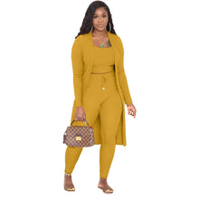 Load image into Gallery viewer, Fashion Women Stretchy Lounge Wear Solid Color Long Cardigan Sweater And Pants Suits Autumn And Winter Three-Piece Set