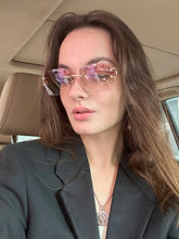 Load image into Gallery viewer, Ruiao Luxury high quality rimless diamond cut nylon lens UV400 Sunglasses fashion square metal legs glasses for men women