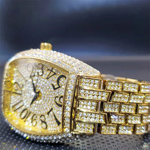 Load image into Gallery viewer, Stainless Steel Men's Watches Luxury Diamond Silver Iced Out Quartz Watch Top Brand 30M Waterproof Big Dial Tonneau Reloj Hombre