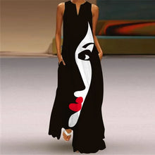 Load image into Gallery viewer, Vintage Maxi Dress Women Summer Loose Sleeveless Long Dresses Elegant Lady V Neck Pocket Boho Beach Sundress Vestidos Plus Size