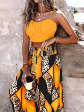 Load image into Gallery viewer, Casual Vacation Beach Outfits Sexy Hollow Out Suspender Top And Long Pants Set New Summer Fashion Lace Up Printed Women's Suit