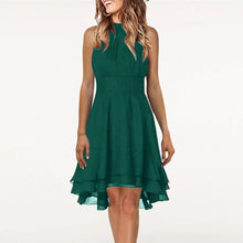 Load image into Gallery viewer, Summer Elegant Women Dresses High Waist Sexy Cropped Layered Solid Halter Dress Ladies Casual Sleeveless Chiffon Party Dress
