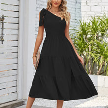 Load image into Gallery viewer, Elegant Dresses For Women Women'S Summer Casual One Shoulder Sleeveless Smocked Elastic Waist Tiered Midi Dress платье