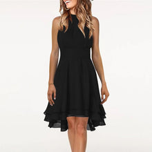 Load image into Gallery viewer, Summer Elegant Women Dresses High Waist Sexy Cropped Layered Solid Halter Dress Ladies Casual Sleeveless Chiffon Party Dress