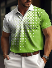 Load image into Gallery viewer, Men's Polo Shirt Button Up Polo Lapel Polo Shirt Golf Shirt Plaid Graphic Prints Geometry Street Casual Mesh Fabric Short Sleeve