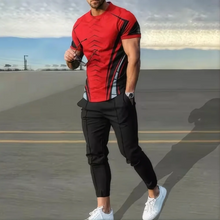 Load image into Gallery viewer, Summer basketball sportswear set short sleeved T-shirt long pants two-piece set men's sportswear 3D printed casual oversized men