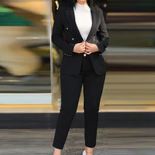 Load image into Gallery viewer, Women Two Pieces Pant Suits, Spring Autumn Loungewear Solid Fashion Matching Sets, 2023 Cardigan Top Pencil Pants Ladies Outfit