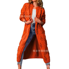 Load image into Gallery viewer, Women Knit Long Cardigan Sweaters Full Sleeved Spliced Casual Jumpers Dot V Neck Thick Warm Sweater Autumn Winter 2024