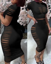 Load image into Gallery viewer, Womens Two Piece Sets Elegant Sexy Outfit Short Sleeve Top & High Waist Skirt Set New Fashion 2023 Summer Casual Female Suit