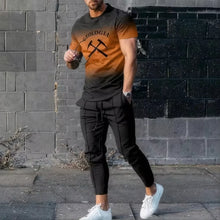 Load image into Gallery viewer, 2024 Summer New Fashionable Men's Football Sportswear 3D Printed Short Sleeve T-shirt Long Pants Street Wear 2-piece Set