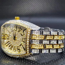 Load image into Gallery viewer, Stainless Steel Men's Watches Luxury Diamond Silver Iced Out Quartz Watch Top Brand 30M Waterproof Big Dial Tonneau Reloj Hombre