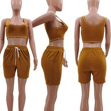Load image into Gallery viewer, Casual Workout Sets 2 Piece Outfits for Women 2025 Sport Crop Tank Top High Waist Yoga Shorts Leggings Lounge Wear Tracksuit