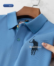 Load image into Gallery viewer, Luxury Embroidery Men's Polo Shirt Summer Thin Breathable 100%Cotton Black Navy Blue Lapel Short-Sleeved Tops Brand Clothing