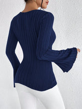 Load image into Gallery viewer, Women's Fall and Winter Long-sleeved Tops, V-neck Sexy Slim Striped Women's Tops, Long-sleeved T-shirt Knitted Bottoming Shirt