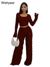 Load image into Gallery viewer, New Elegant Tracksuits Women's Outfits Long Sleeve T-shirt and Wide Leg Pants Suits Spring Fall Fitness 2 Piece Set Sportswear