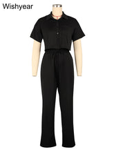 Load image into Gallery viewer, Casual Sports Linen Outfits Women's Short Sleeve Shirt and Wide Leg Pants Autumn 2 Piece Set Streetwear Office Fashion Tracksuit