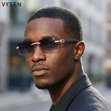 Load image into Gallery viewer, Y2K Luxury Diamond Rimless Square Sunglasses Men 2026 Luxury Vintage Brand Punk Rectangle Wood Grain Frameless Eyewear Shades