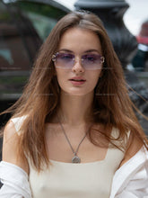 Load image into Gallery viewer, Ruiao Luxury high quality rimless diamond cut nylon lens UV400 Sunglasses fashion square metal legs glasses for men women