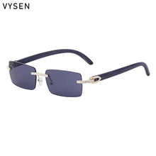 Load image into Gallery viewer, Y2K Luxury Diamond Rimless Square Sunglasses Men 2026 Luxury Vintage Brand Punk Rectangle Wood Grain Frameless Eyewear Shades