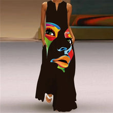 Load image into Gallery viewer, Vintage Maxi Dress Women Summer Loose Sleeveless Long Dresses Elegant Lady V Neck Pocket Boho Beach Sundress Vestidos Plus Size