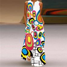 Load image into Gallery viewer, Vintage Maxi Dress Women Summer Loose Sleeveless Long Dresses Elegant Lady V Neck Pocket Boho Beach Sundress Vestidos Plus Size