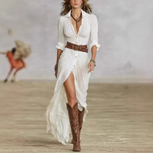 Load image into Gallery viewer, Women's Fall 2026 Sexy Solid Color Irregular Pleated Belted Dress
