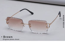 Load image into Gallery viewer, Ruiao Luxury high quality rimless diamond cut nylon lens UV400 Sunglasses fashion square metal legs glasses for men women