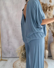 Load image into Gallery viewer, Summer White Two Piece Set For Women V Neck Bat Sleeve Top Casual Loose Lace Up Wide-leg Pants 2 Piece Suit Home Outfits Women's