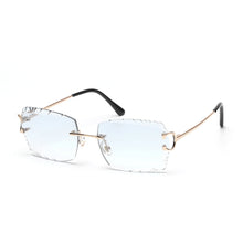 Load image into Gallery viewer, Ruiao Luxury high quality rimless diamond cut nylon lens UV400 Sunglasses fashion square metal legs glasses for men women