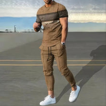 Load image into Gallery viewer, Summer basketball sportswear set short sleeved T-shirt long pants two-piece set men's sportswear 3D printed casual oversized men