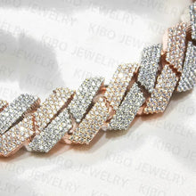 Load image into Gallery viewer, Iced Out Two Tone VVS Moissanite Necklace 925 Sterling Silver And Rose Gold Plated Big Huge 18mm Moissanite Cuban Link Chain