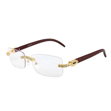 Load image into Gallery viewer, KENBO 2024 Vintage Rimless Rectangle Sunglasses for Women Men Luxury Sun Glasses Fashion Crystal Wood Eyewear Shades UV400
