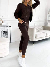 Load image into Gallery viewer, Autumn Winter New Women's Sets Simple Versatile Sleeveless Vest Short Vintage Cardigan Jacket Sports Pants Sexy 3 Piece Sets