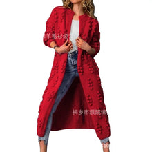 Load image into Gallery viewer, Women Knit Long Cardigan Sweaters Full Sleeved Spliced Casual Jumpers Dot V Neck Thick Warm Sweater Autumn Winter 2024