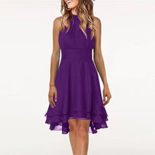 Load image into Gallery viewer, Summer Elegant Women Dresses High Waist Sexy Cropped Layered Solid Halter Dress Ladies Casual Sleeveless Chiffon Party Dress