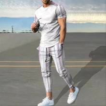 Load image into Gallery viewer, Summer basketball sportswear set short sleeved T-shirt long pants two-piece set men's sportswear 3D printed casual oversized men